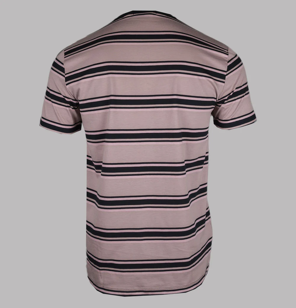 Fred Perry Stripe T-Shirt Dark Pink/Dusty Rose Pink/Black - Image 2