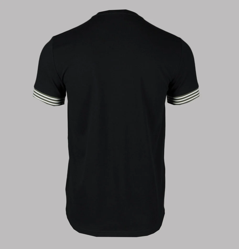 Fred Perry Striped Cuff T-Shirt Black - Image 2