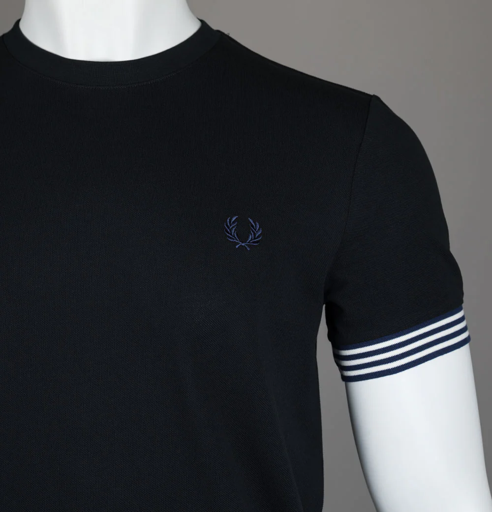 Fred Perry Striped Cuff T-Shirt Black/French Navy - Image 3
