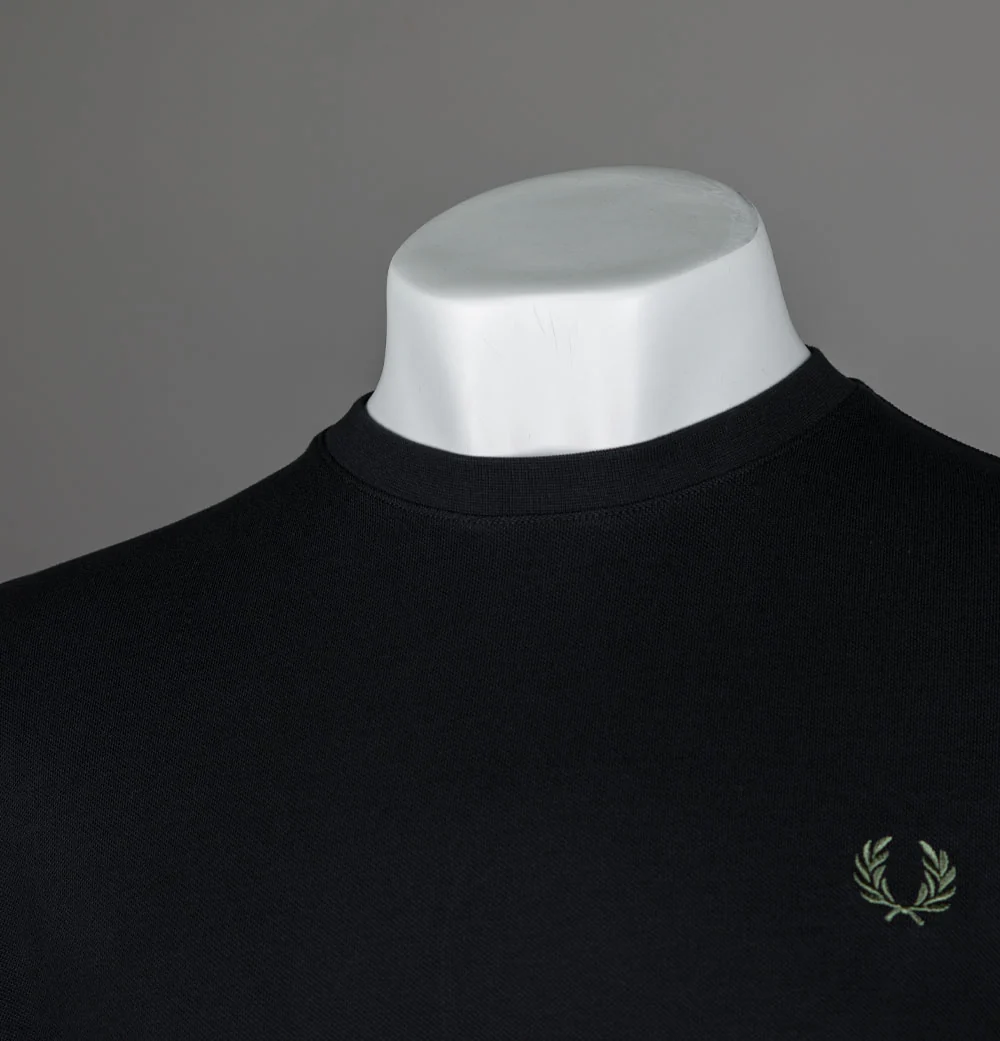 Fred Perry Striped Cuff T-Shirt Black/Green - Image 3
