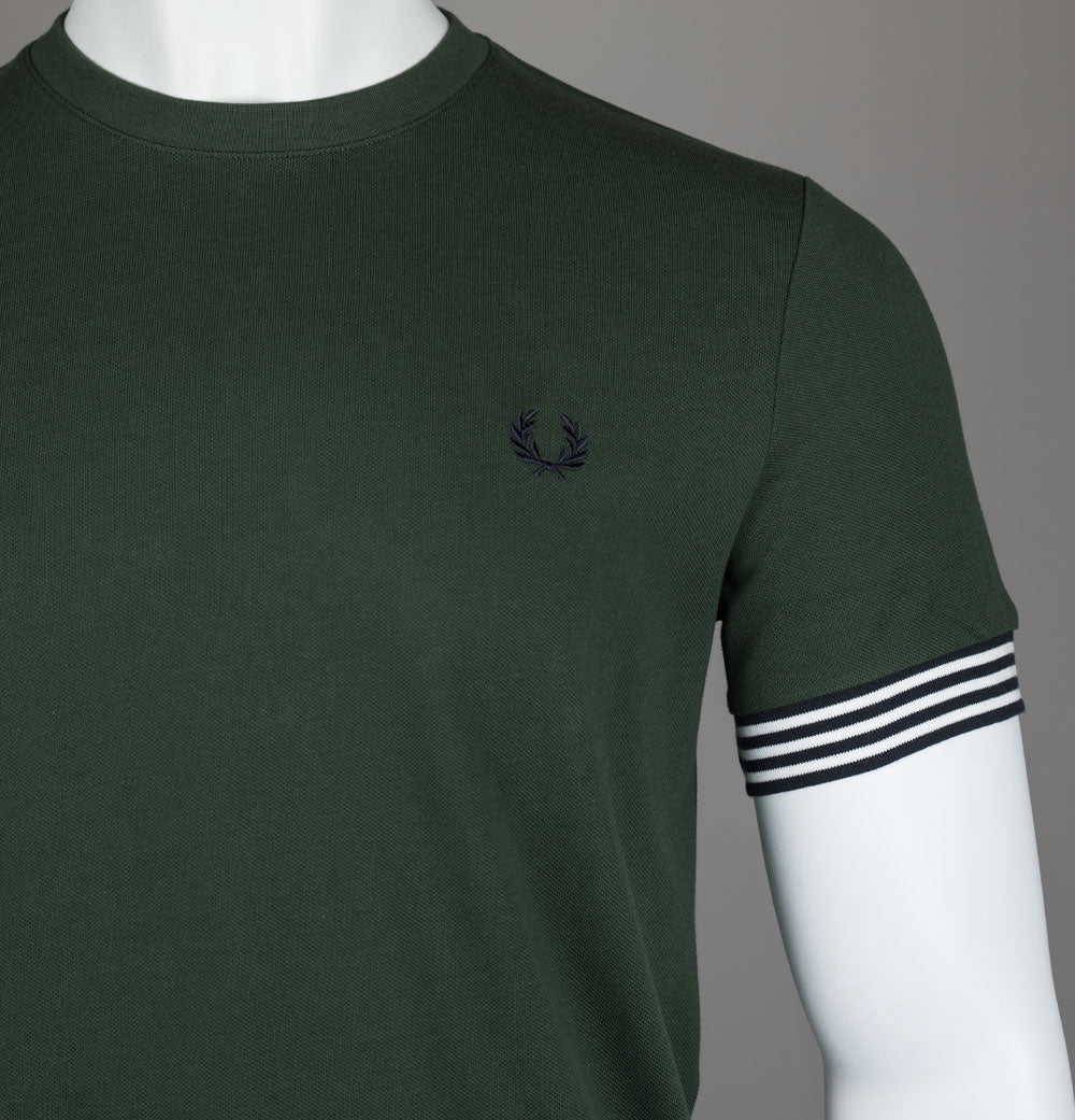 Fred Perry Striped Cuff T-Shirt Court Green - Image 3