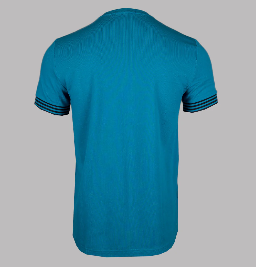 Fred Perry Striped Cuff T-Shirt Ocean - Image 2