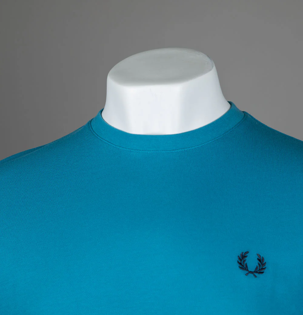 Fred Perry Striped Cuff T-Shirt Ocean - Image 5