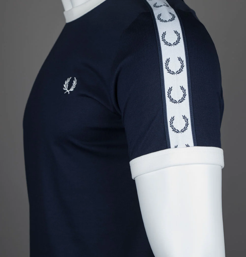 Fred Perry Taped Ringer T-Shirt Carbon Blue - Image 4