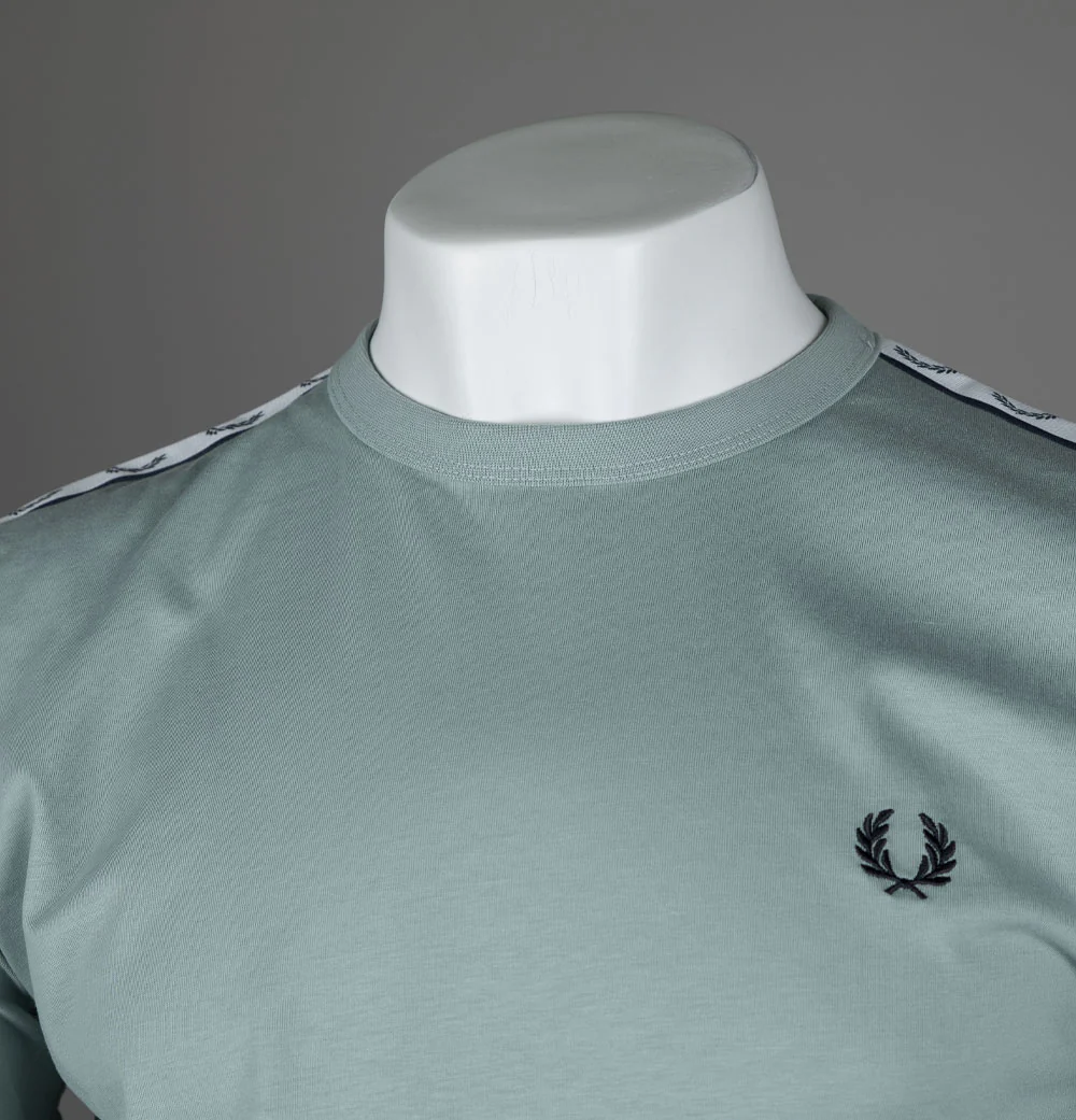 Fred Perry Taped Ringer T-Shirt Silver Blue - Image 3
