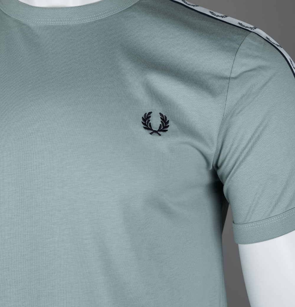 Fred Perry Taped Ringer T-Shirt Silver Blue - Image 4