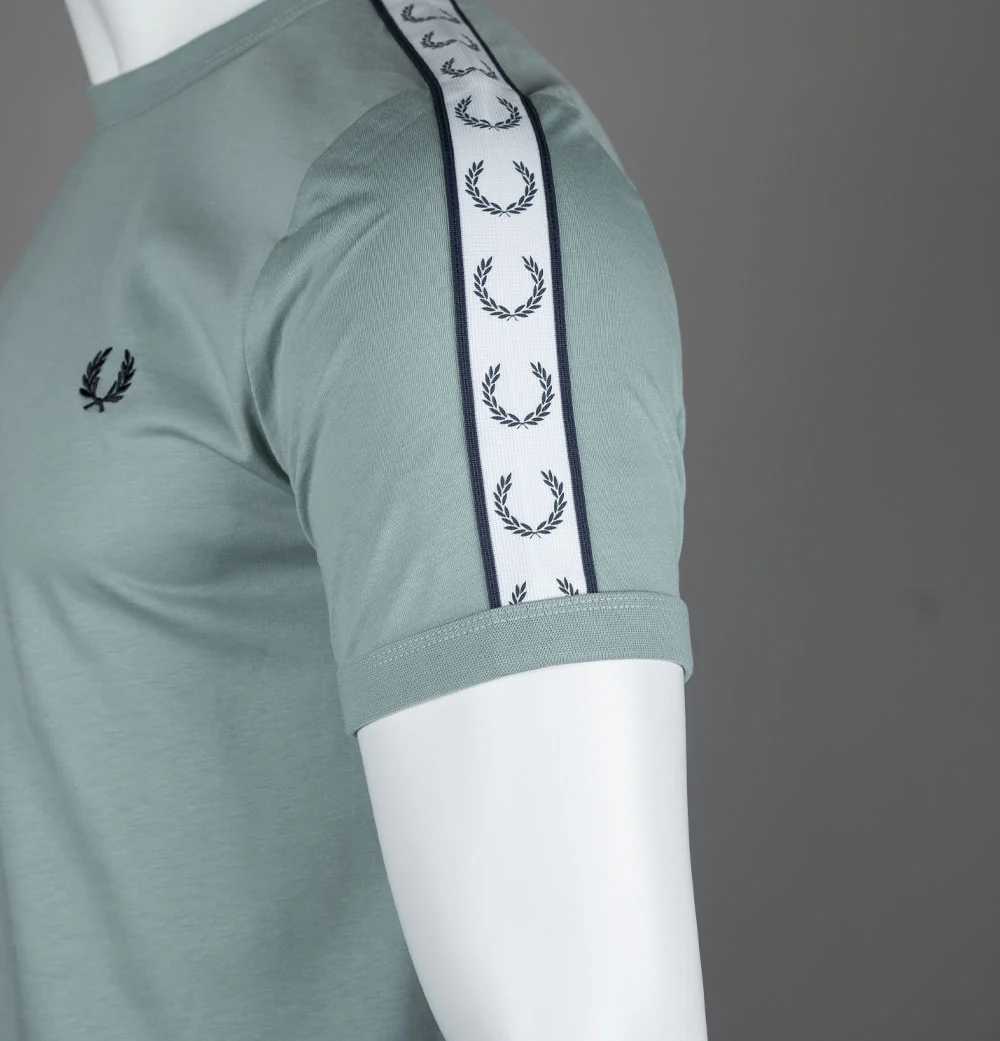 Fred Perry Taped Ringer T-Shirt Silver Blue - Image 5
