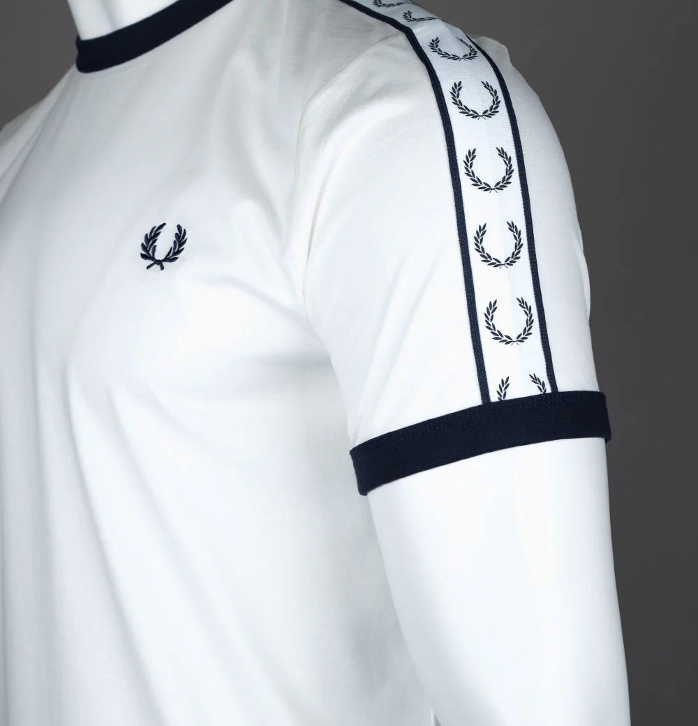 Fred Perry Taped Ringer T-Shirt Snow White/Navy - Image 4