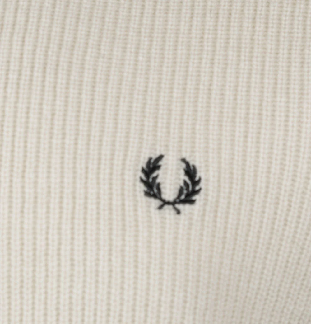 Fred Perry Textured Lambswool Jumper Oatmeal - Image 4