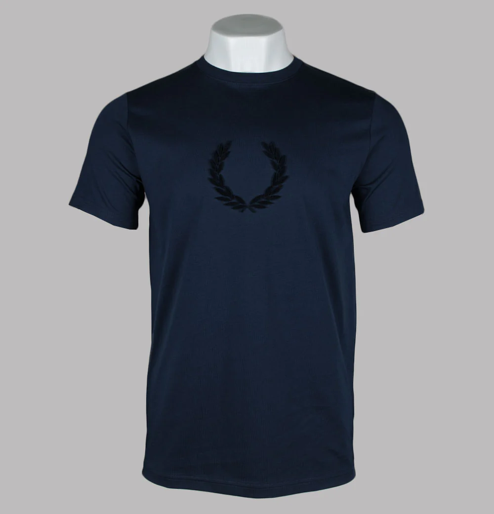 Fred Perry Textured Laurel Wreath T-Shirt Tennis Blue