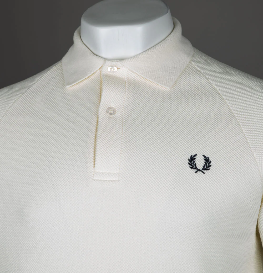 Fred Perry Textured Pique Polo Shirt Ecru - Image 3