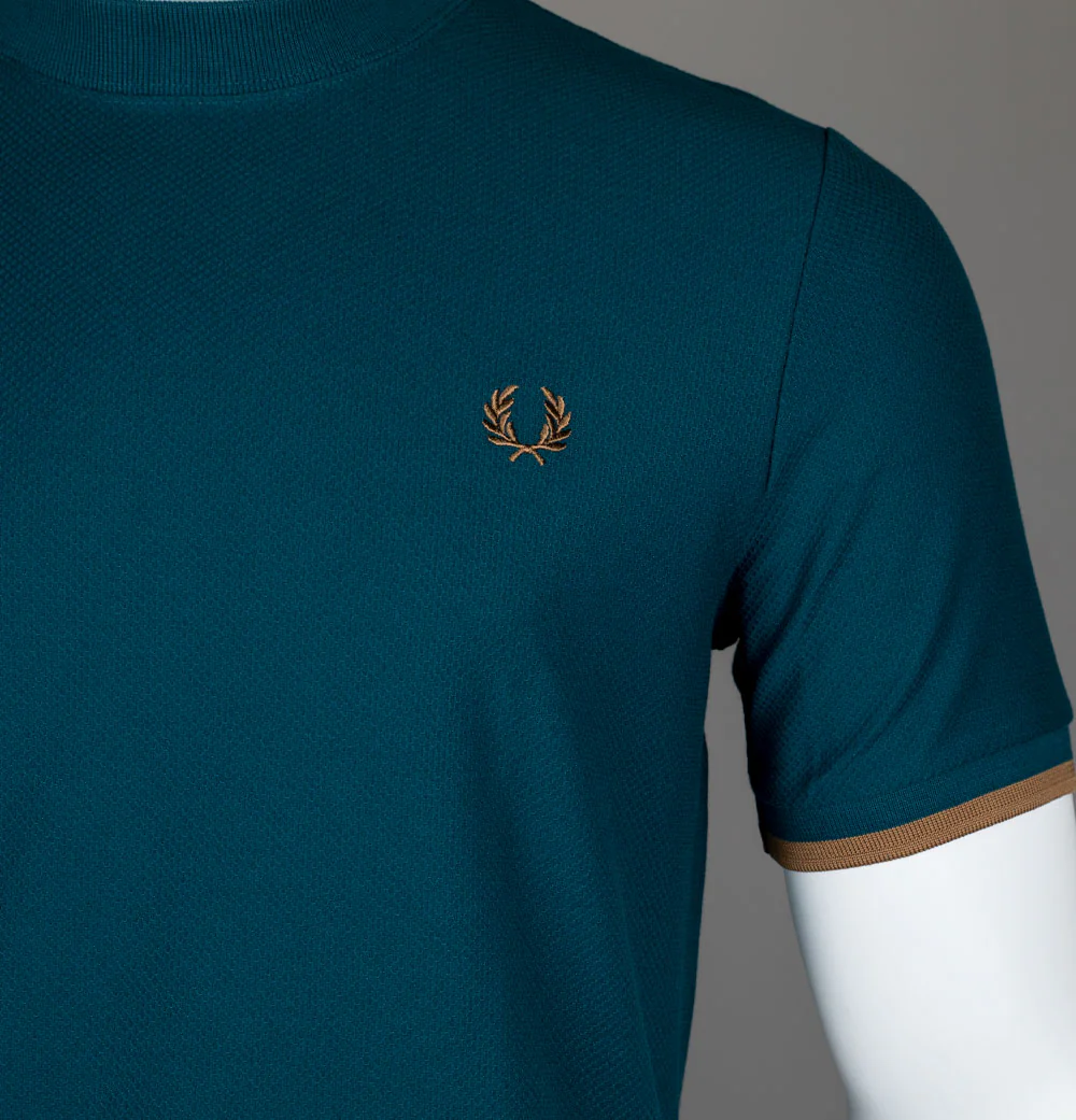 Fred Perry Tipped Cuff Pique T-Shirt Dark Petrol - Image 3