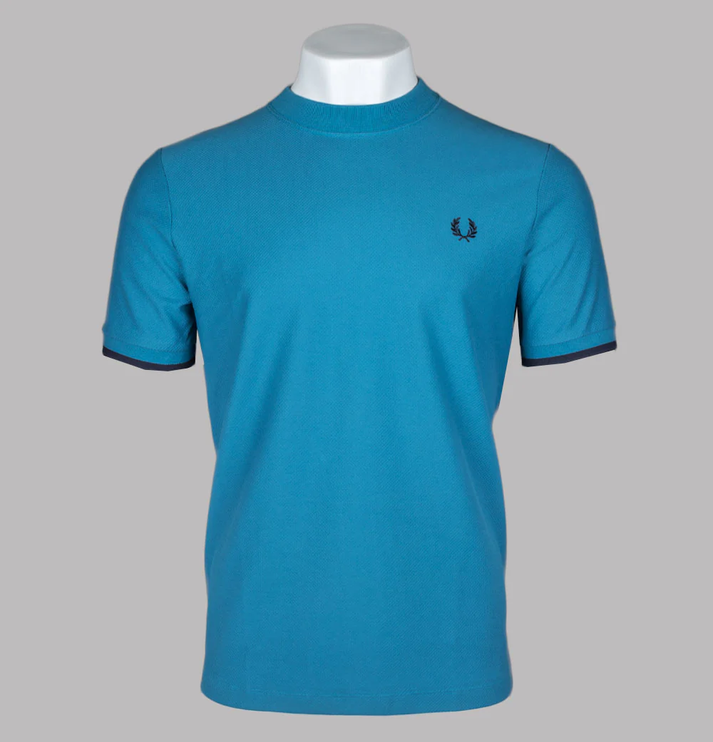 Fred Perry Tipped Cuff Pique T-Shirt Ocean/Navy