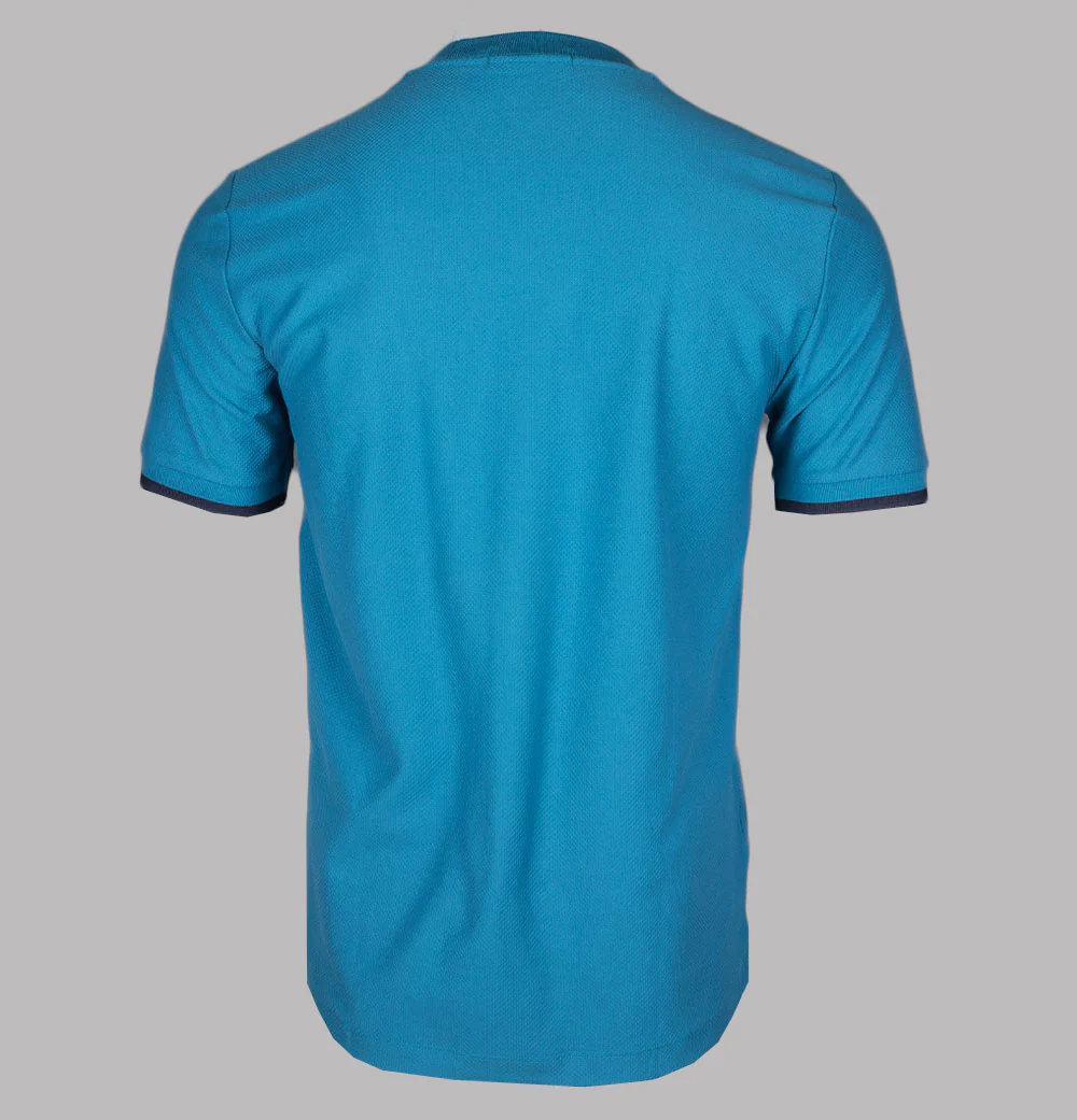 Fred Perry Tipped Cuff Pique T-Shirt Ocean/Navy - Image 2