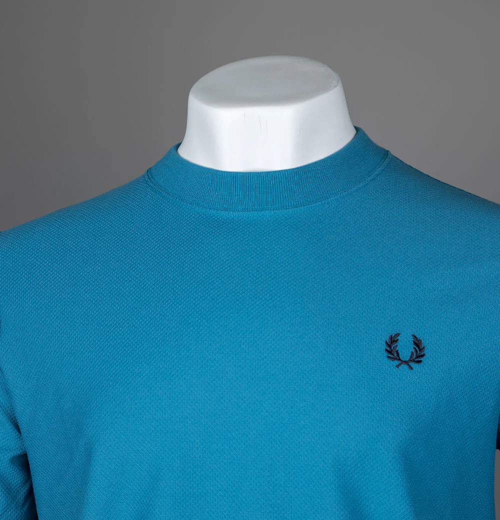 Fred Perry Tipped Cuff Pique T-Shirt Ocean/Navy - Image 3