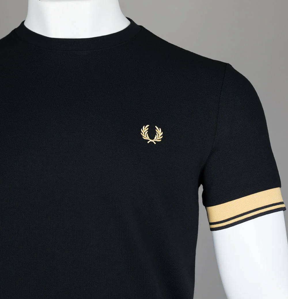 Fred Perry Twin Tipped Cuff T-Shirt Black/Champagne - Image 3