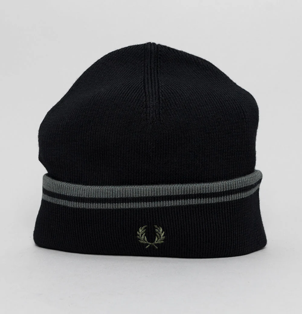 Fred Perry Twin Tipped Merino Wool Beanie Black/Field Green