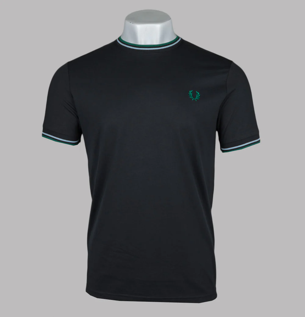 Fred Perry Twin Tipped T-Shirt Anchor Grey/Light Ice/Sport Green