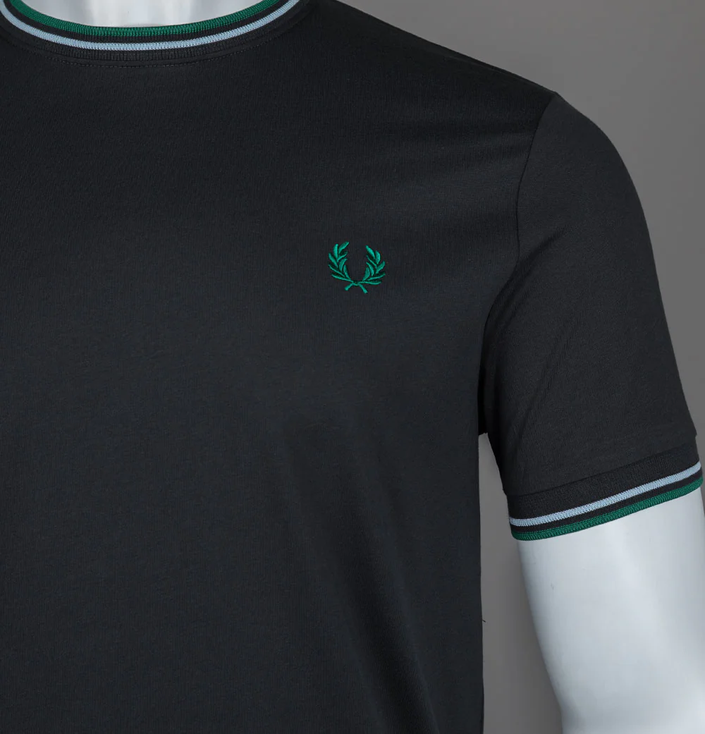 Fred Perry Twin Tipped T-Shirt Anchor Grey/Light Ice/Sport Green - Image 3