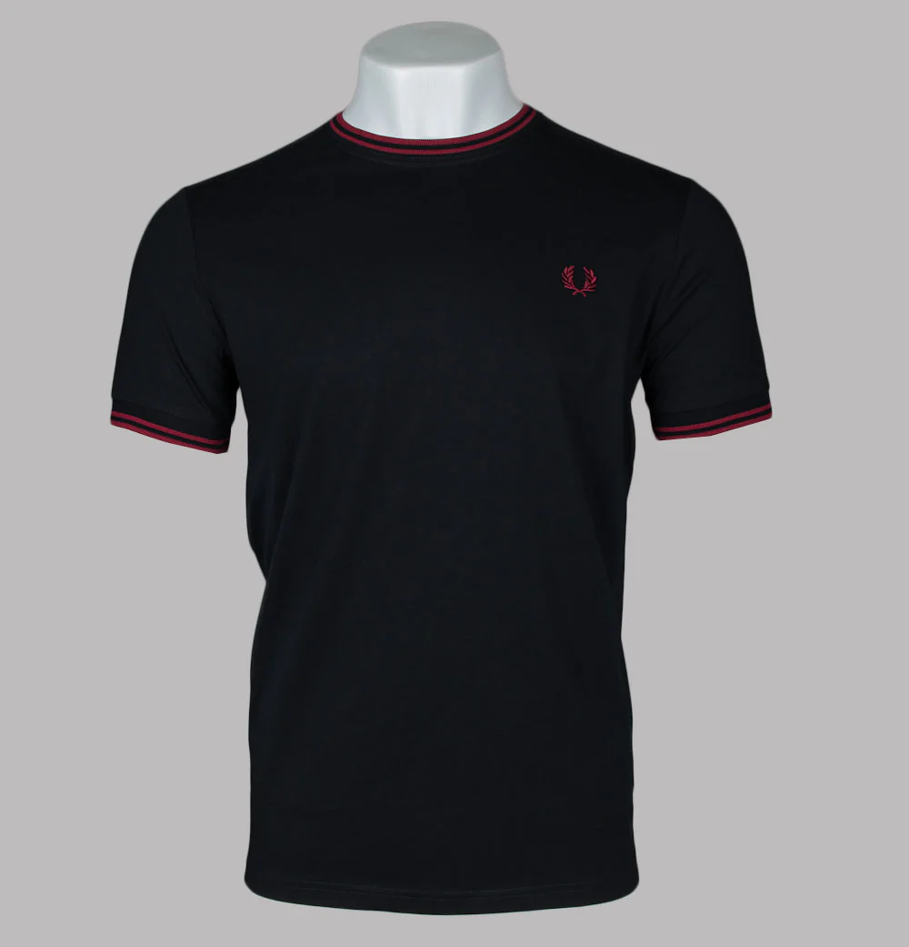 Fred Perry Twin Tipped T-Shirt Black/Burnt Red