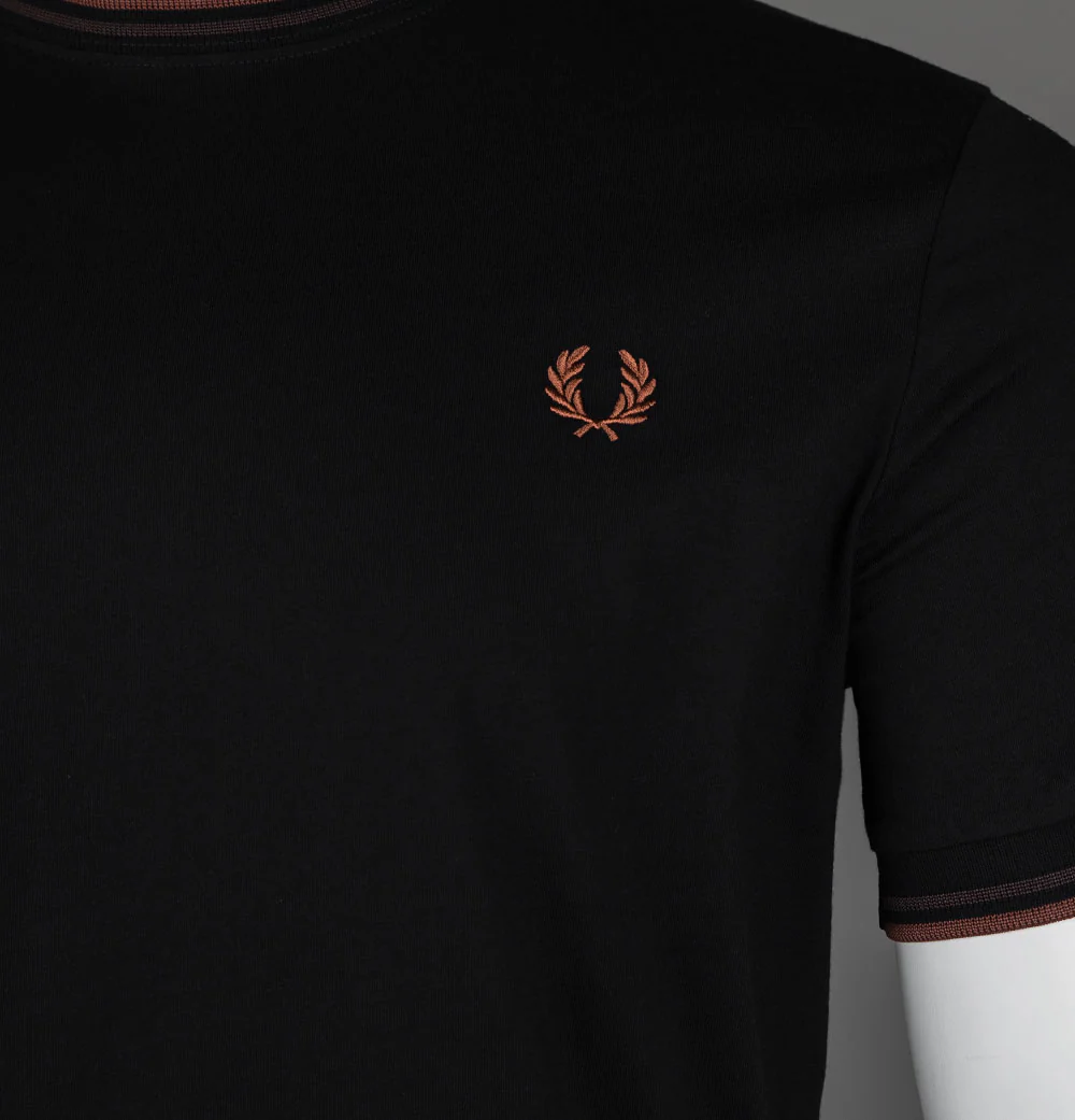 Fred Perry Twin Tipped T-Shirt Black/Carrington Brick/Whisky Brown - Image 3