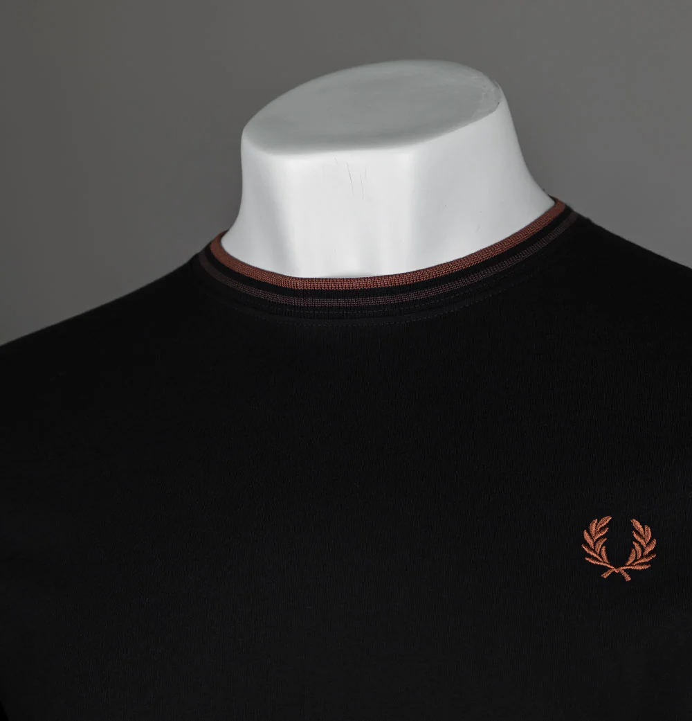 Fred Perry Twin Tipped T-Shirt Black/Carrington Brick/Whisky Brown - Image 4