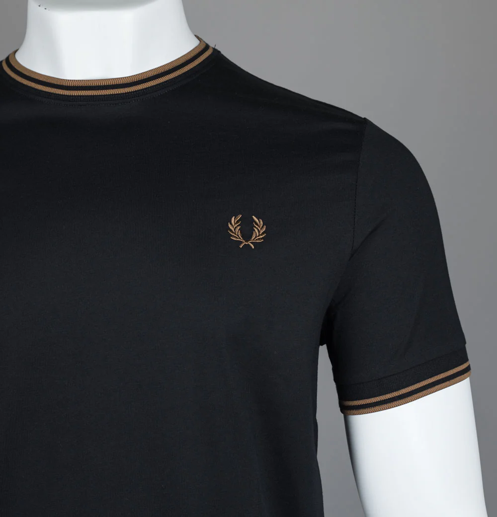 Fred Perry Twin Tipped T-Shirt Black/Shaded Stone - Image 3