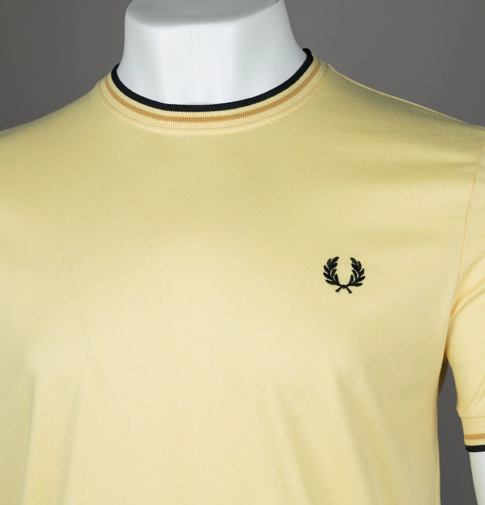 Fred Perry Twin Tipped T-Shirt Champions Gold/Honeycomb/Black - Image 3