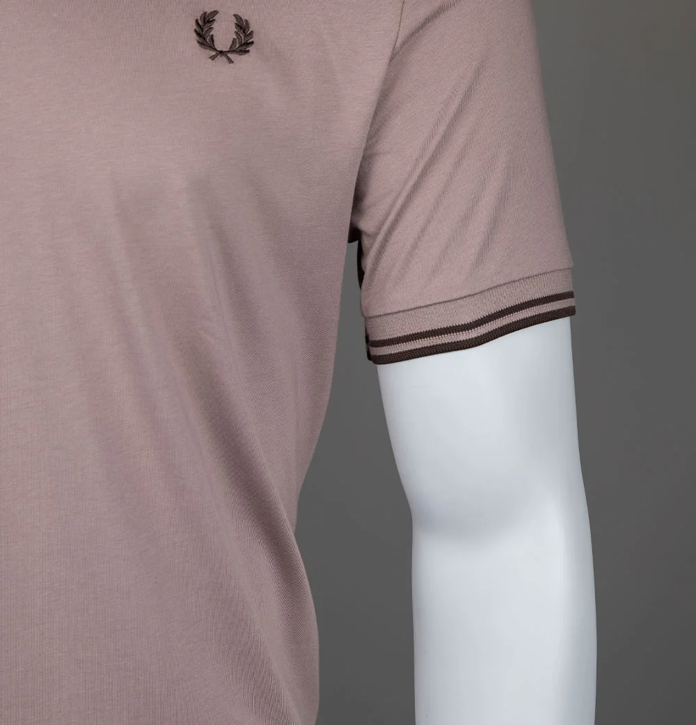 Fred Perry Twin Tipped T-Shirt Dark Pink/Burnt Tobacco - Image 5