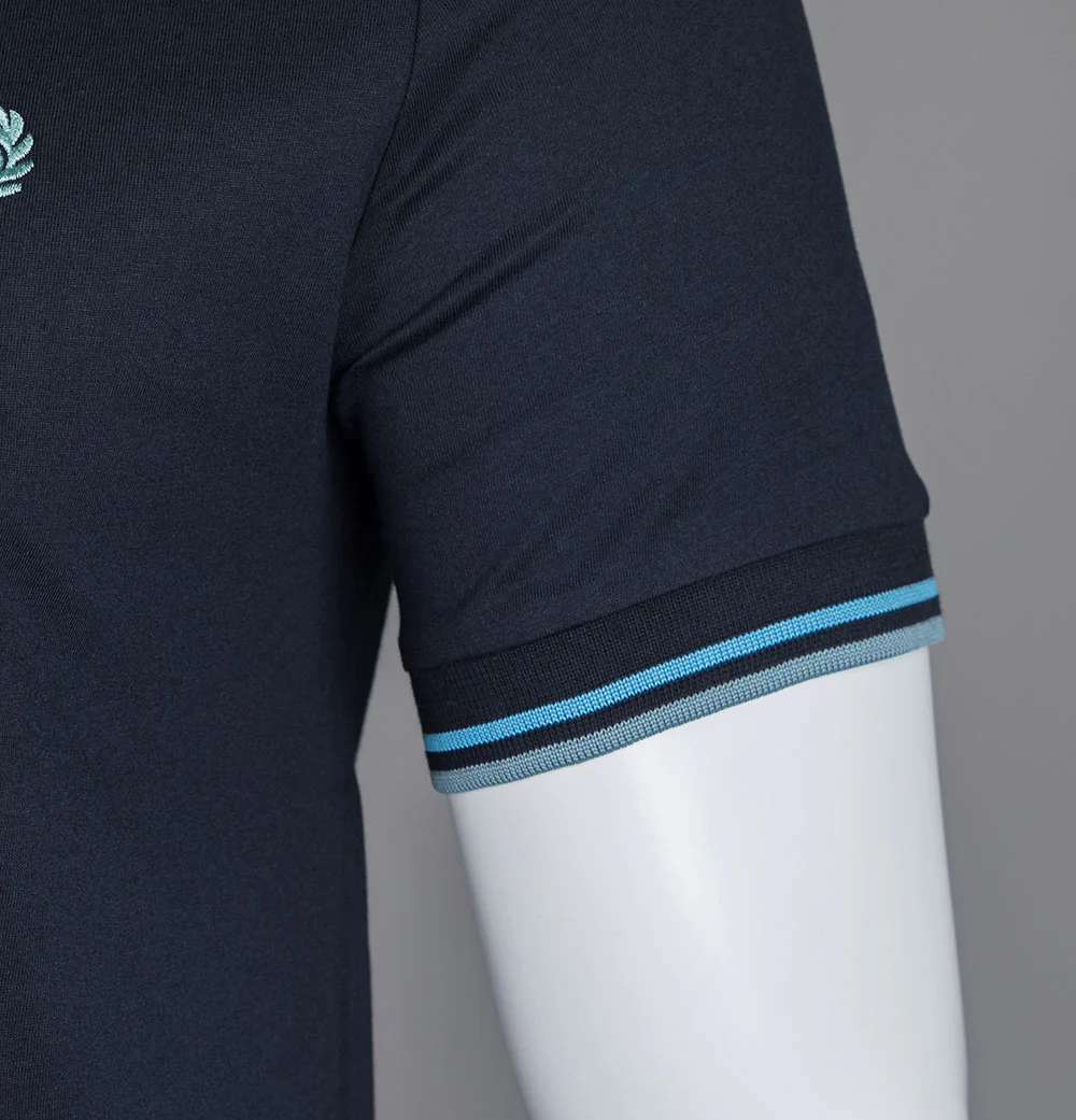 Fred Perry Twin Tipped T-Shirt Navy/Soft Blue/Silver Blue - Image 5