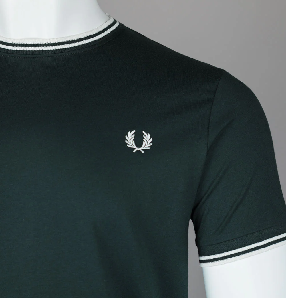 Fred Perry Twin Tipped T-Shirt Night Green/Snow White - Image 3