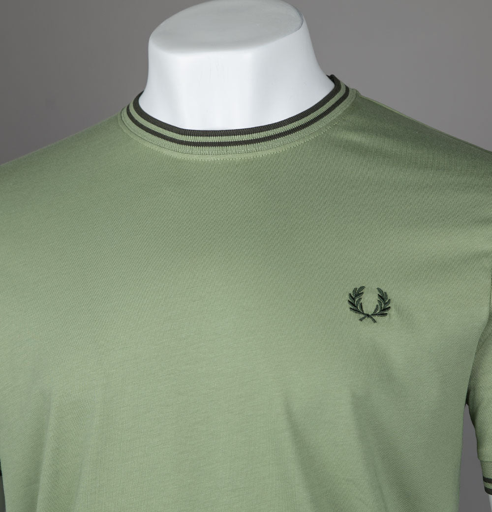Fred Perry Twin Tipped T-Shirt Olive Mint/Night Green - Image 3