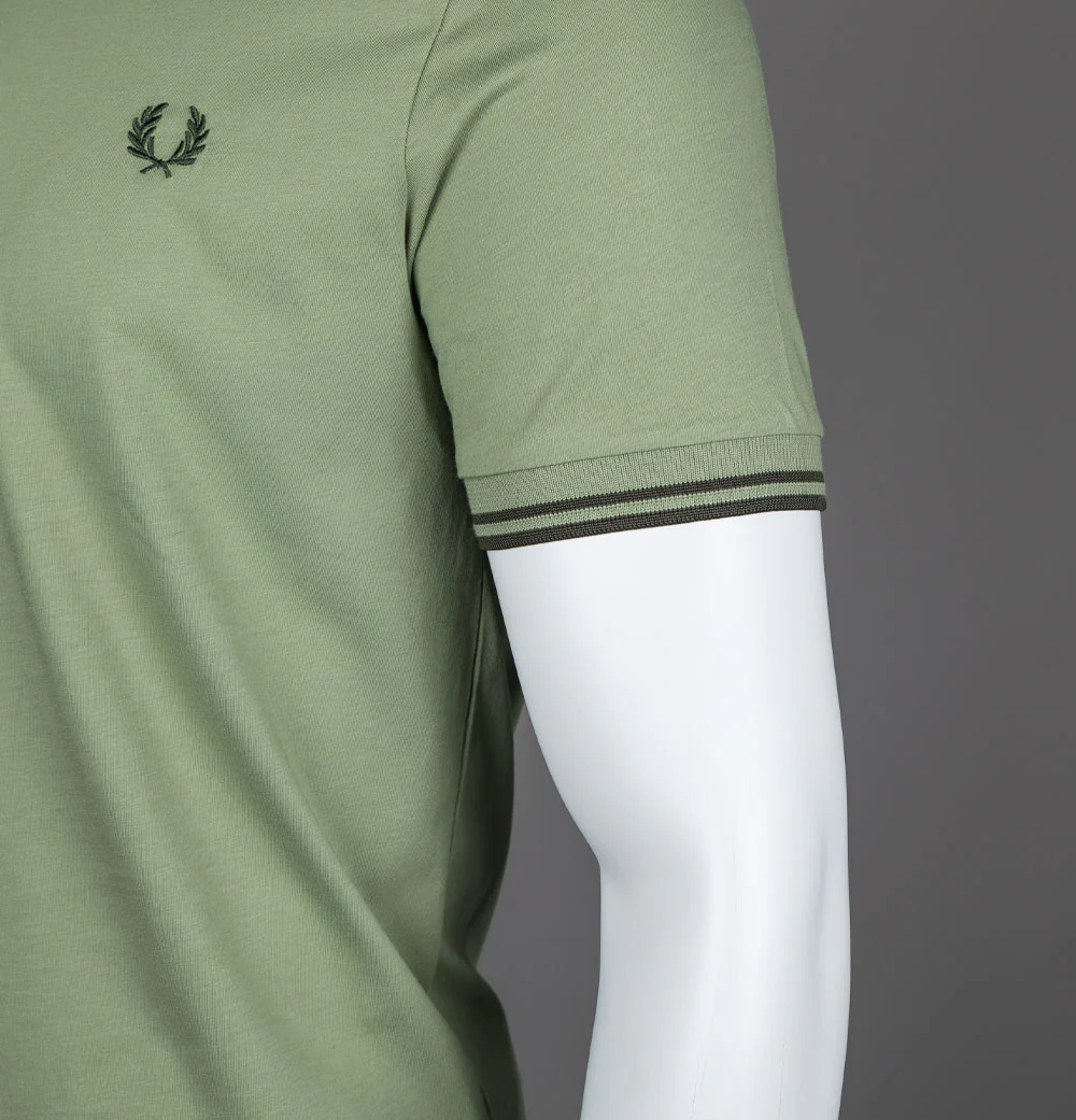 Fred Perry Twin Tipped T-Shirt Olive Mint/Night Green - Image 4