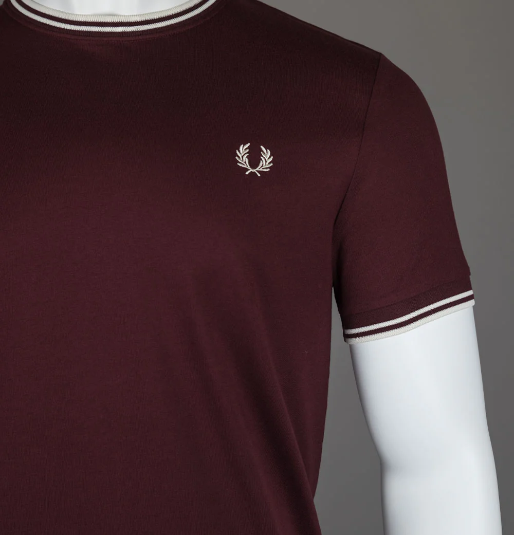 Fred Perry Twin Tipped T-Shirt Oxblood/Ecru - Image 3