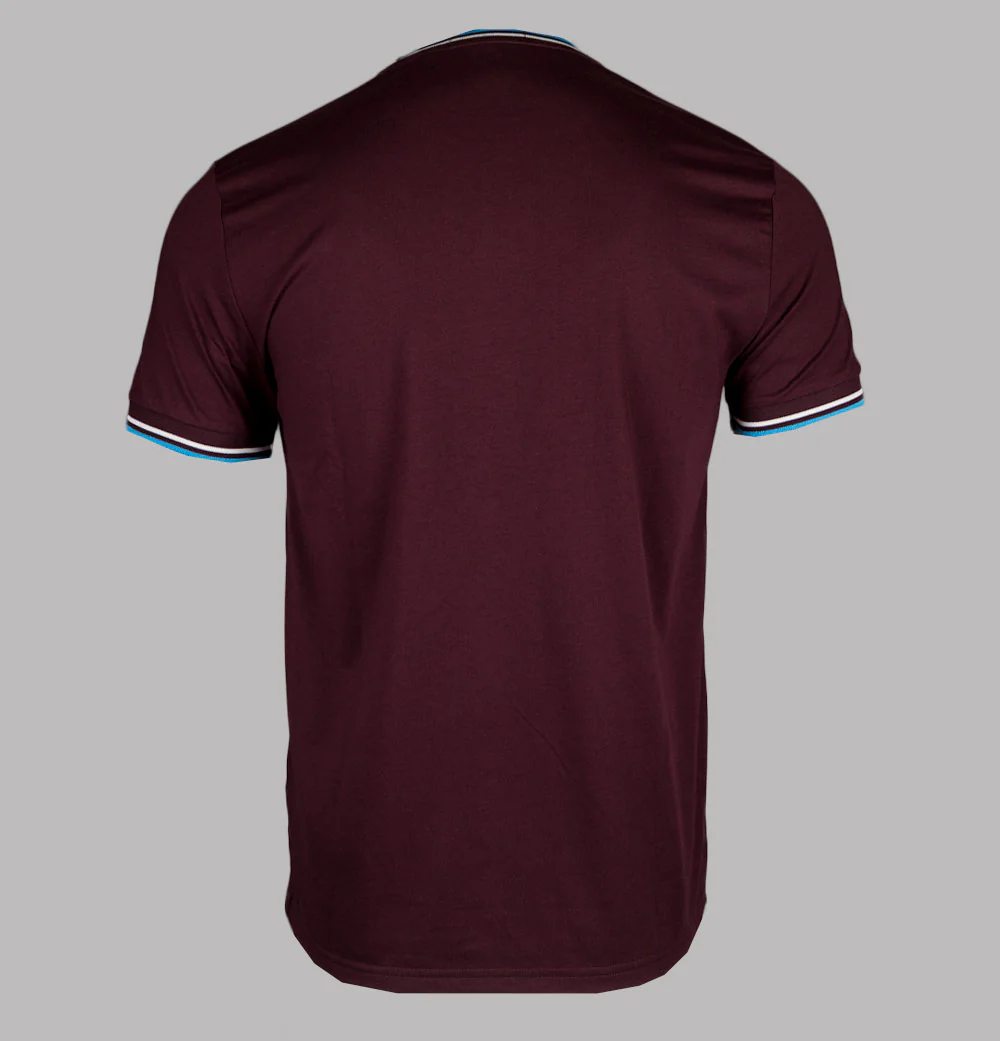 Fred Perry Twin Tipped T-Shirt Oxblood/Ecru/Court Blue - Image 2