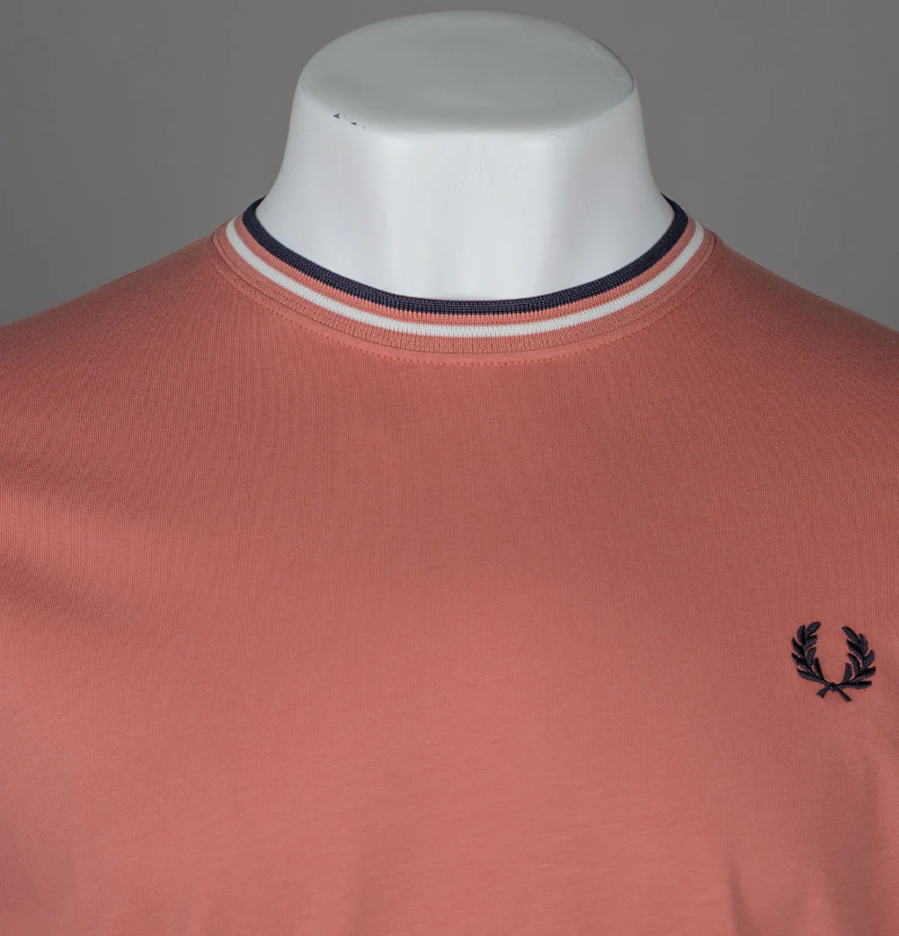 Fred Perry Twin Tipped T-Shirt Putty Pink/Ecru/Navy - Image 3