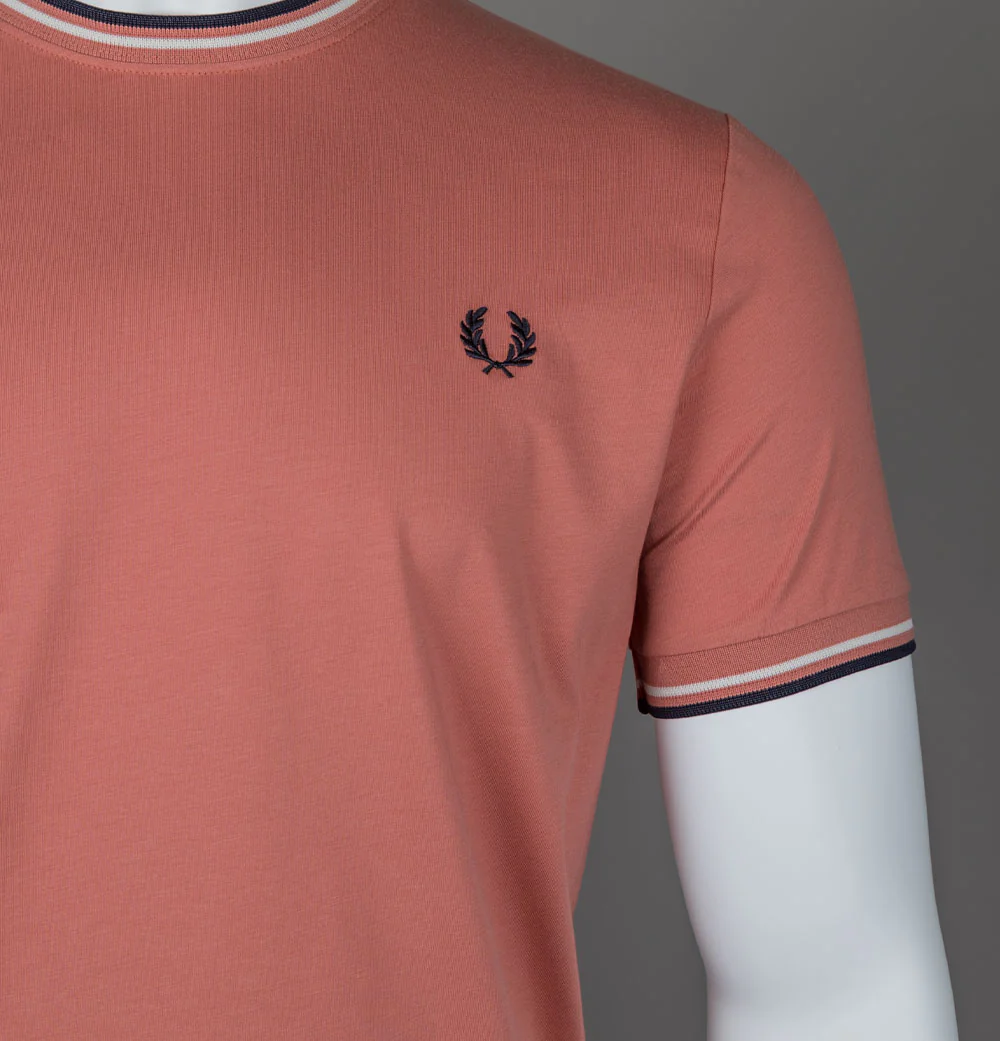 Fred Perry Twin Tipped T-Shirt Putty Pink/Ecru/Navy - Image 4