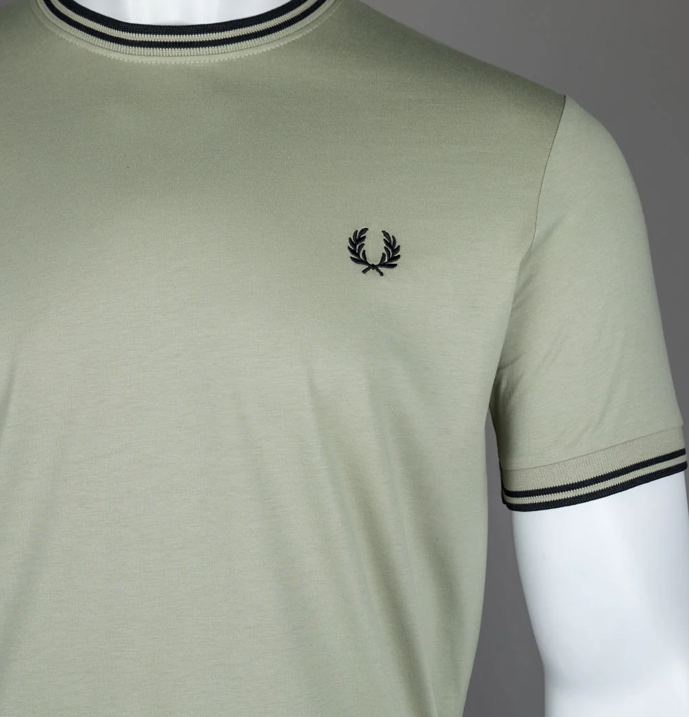 Fred Perry Twin Tipped T-Shirt Seagrass/Black - Image 3