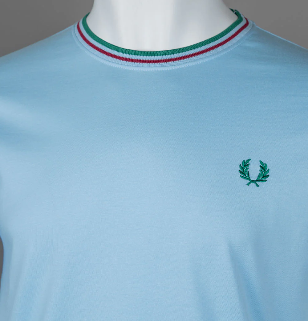 Fred Perry Twin Tipped T-Shirt Track Blue/Burnt Red/Sport Green - Image 3