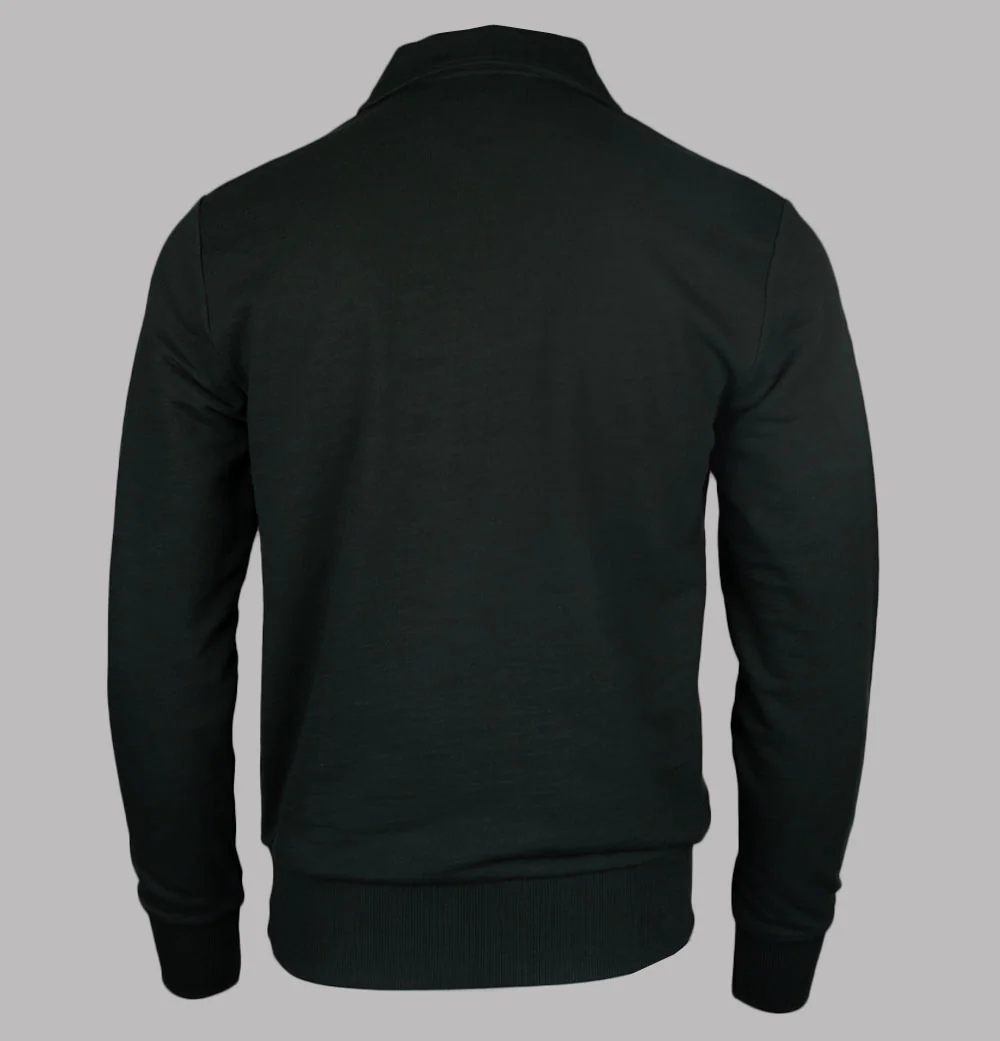 Fred Perry Zip Neck Collar Sweatshirt Night Green - Image 2