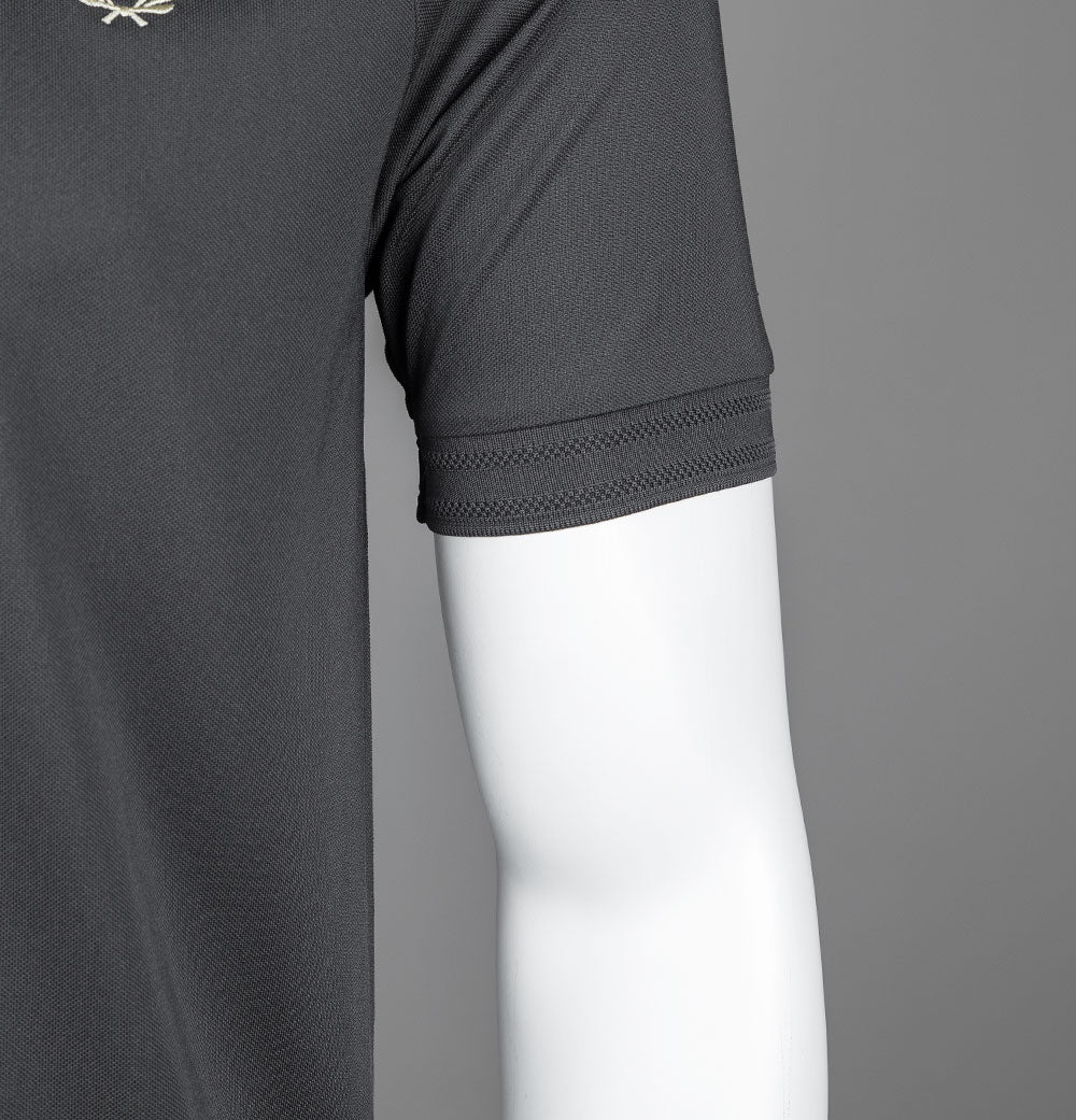 Fred Perry Zip Neck Polo Shirt Anchor Grey - Image 5