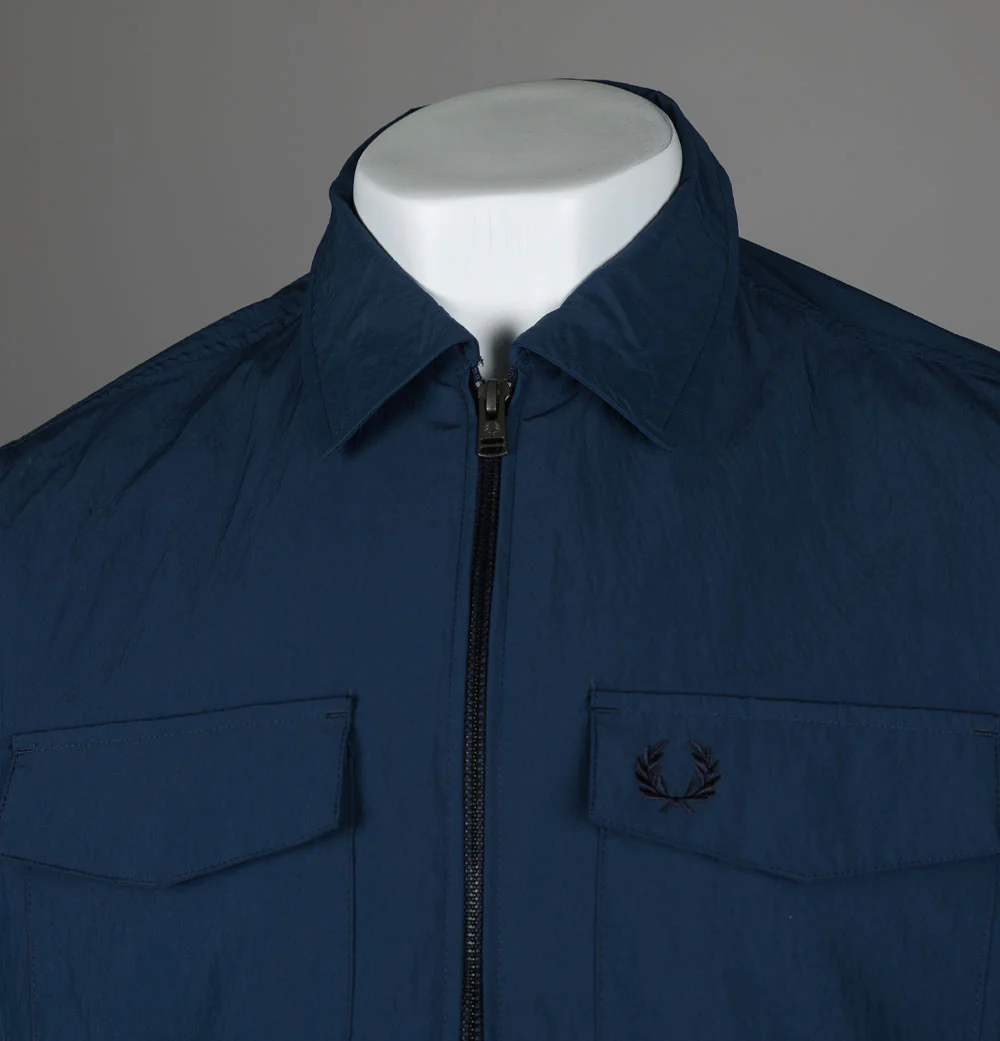Fred Perry Zip Through Overshirt Tennis Blue - Image 3