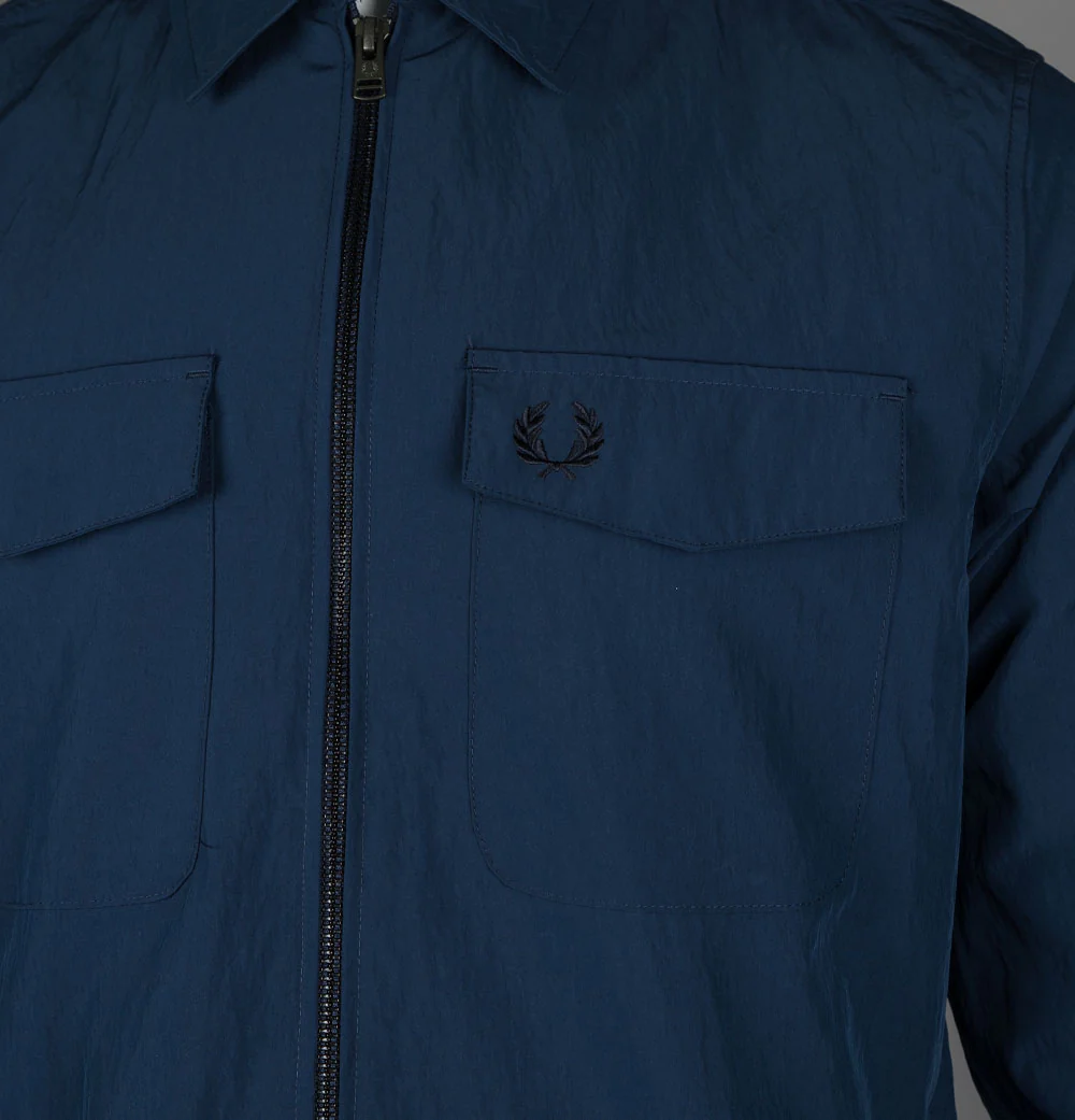 Fred Perry Zip Through Overshirt Tennis Blue - Image 4