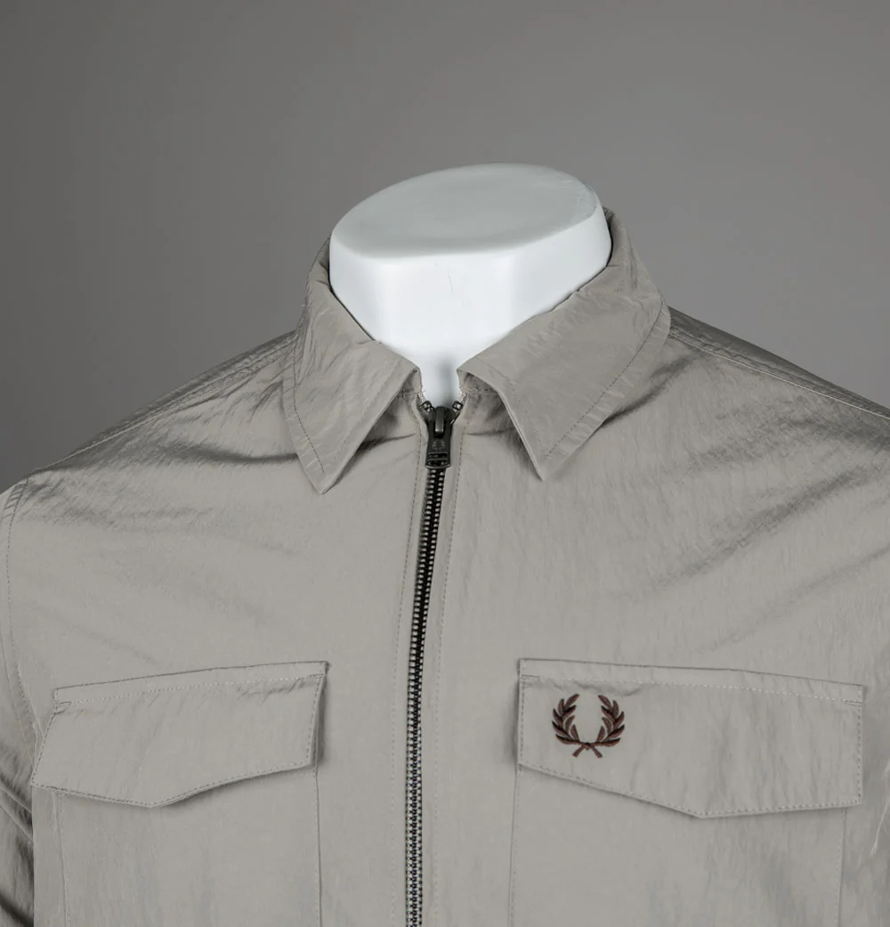 Fred Perry Zip Overshirt Warm Grey - Image 3