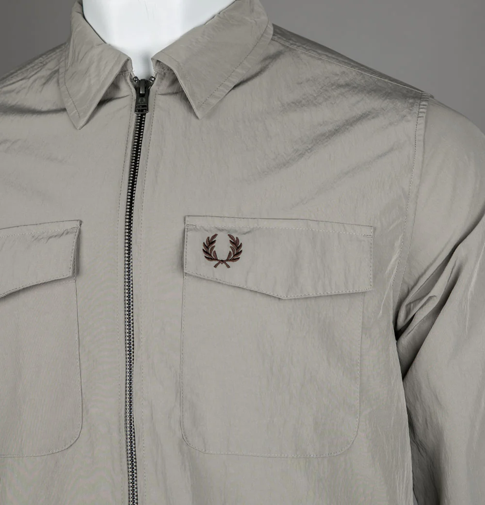 Fred Perry Zip Overshirt Warm Grey - Image 4