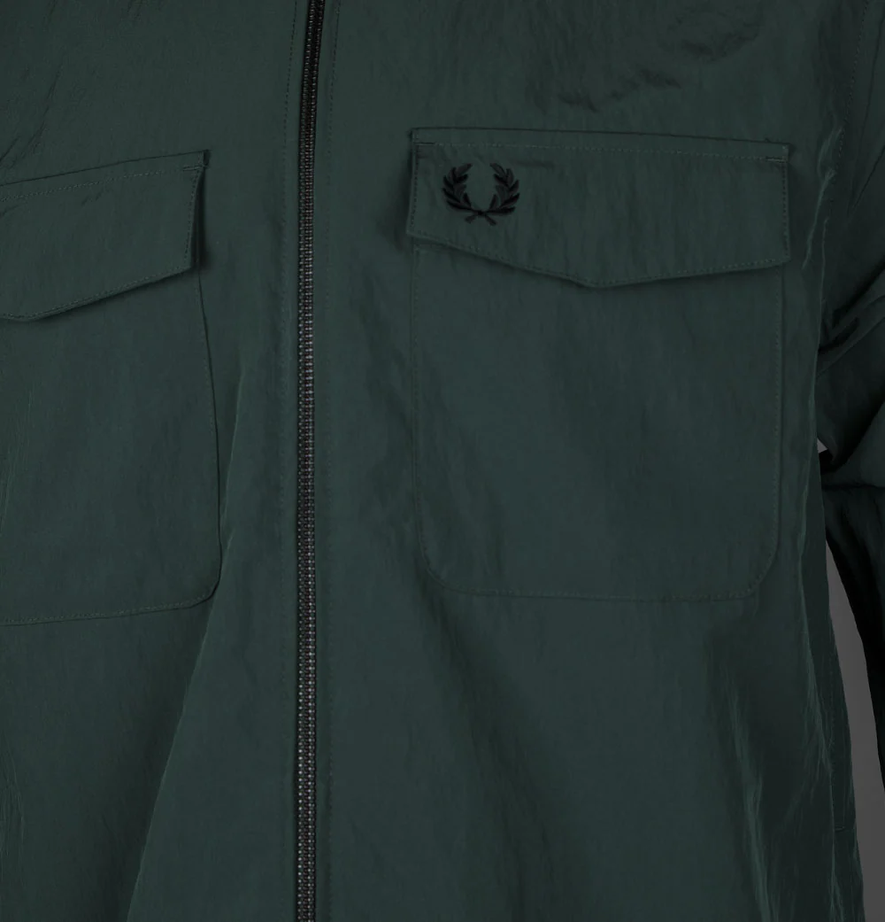 Fred Perry Zip Through Overshirt Court Green - Image 4