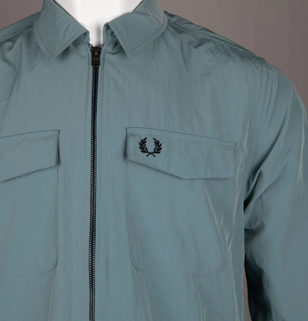 Fred Perry Zip Through Overshirt Stockport Blue - Image 3