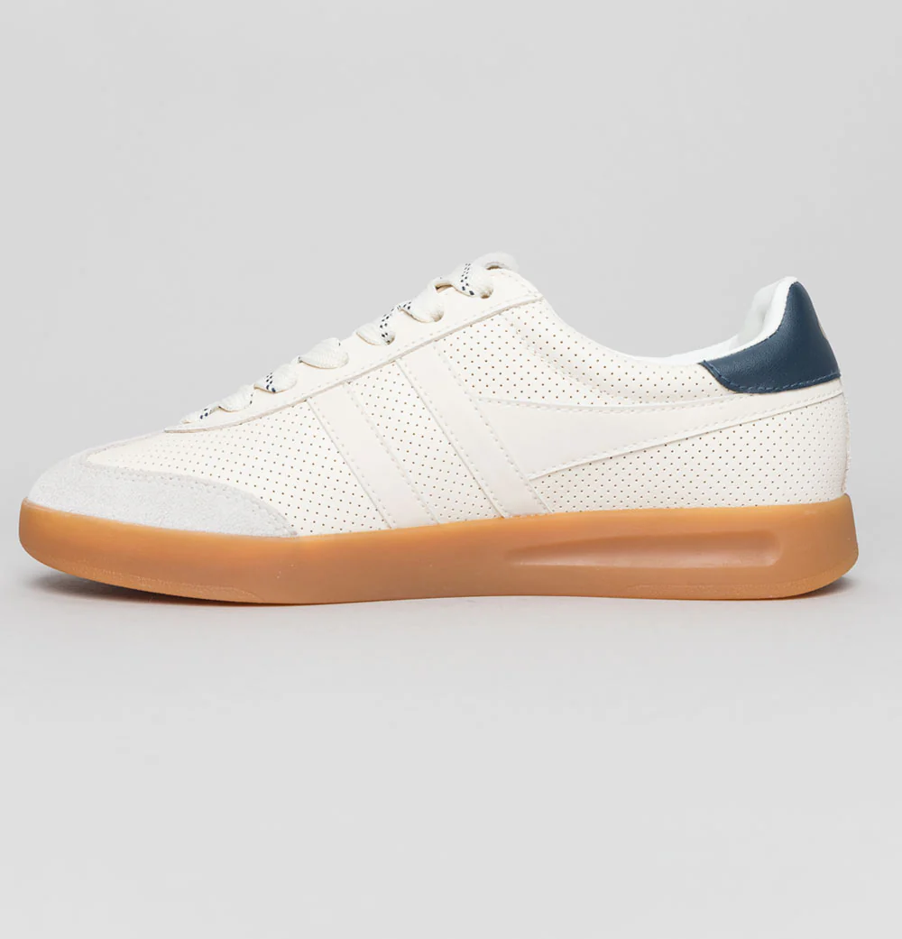 Gola Cyclone 76 Leather Trainers Off White/Navy/Gum - Image 4