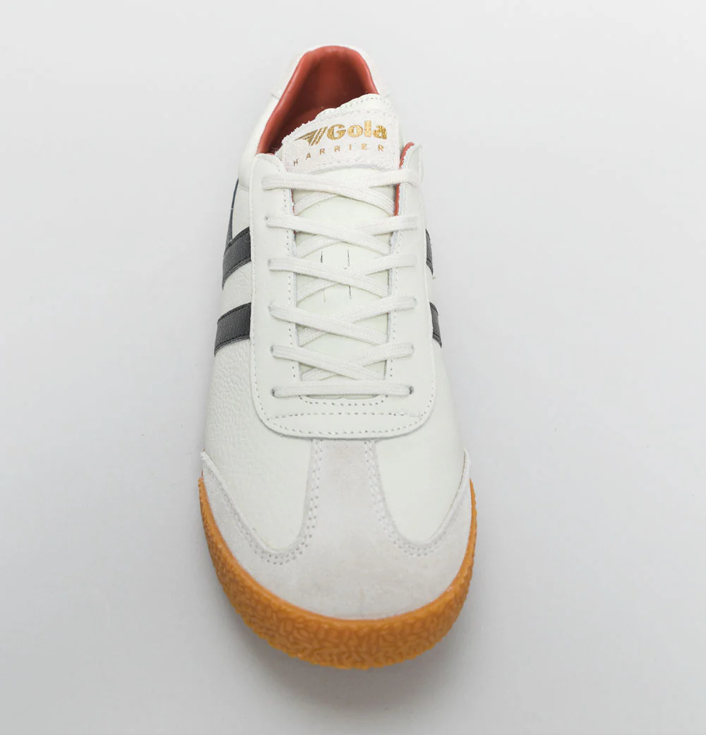 Gola Harrier Leather Trainers Off White/Black/Rust - Image 3