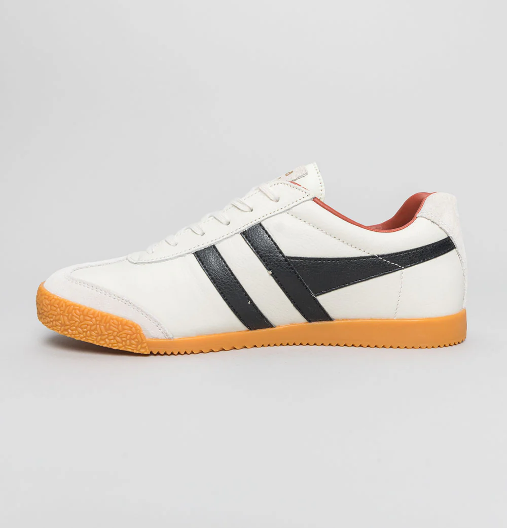 Gola Harrier Leather Trainers Off White/Black/Rust - Image 4